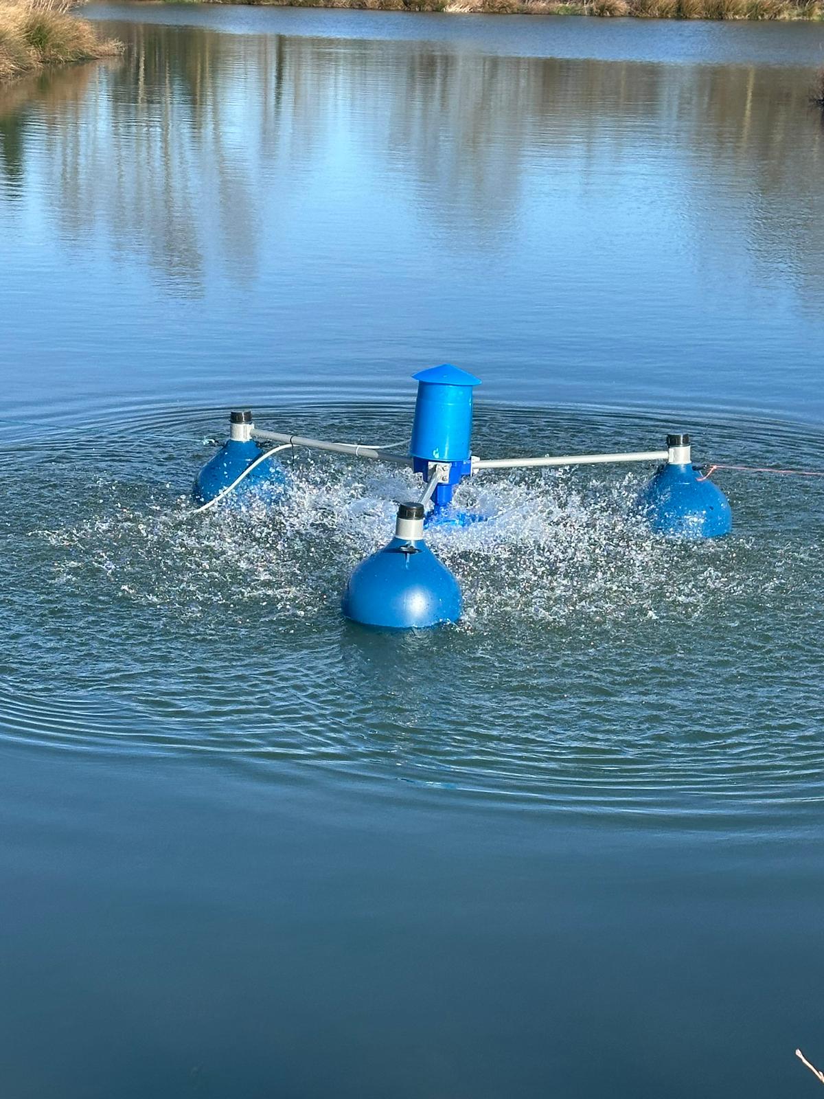 aeration unit in lake in yorkshire near bridge