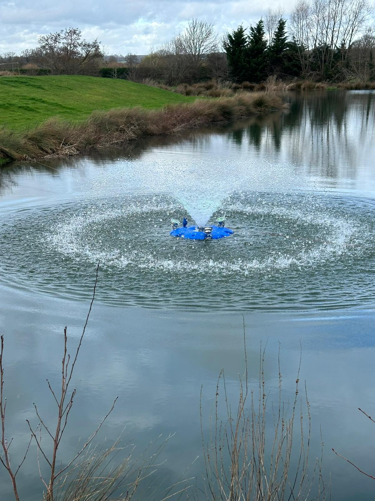 fish farm aeration equipment in use
